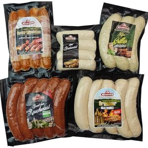 MEISTER'S Grillpaket Bratwurst, Käsewurst, Rauchwurst Debrecziner, Rostbratwurst, Berner Würstchen mit Käse & Bacon Lebensmittel Paket