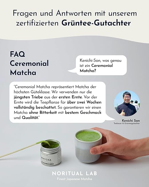 Ceremonial Matcha - Reines Matcha Pulver aus Japan - Ceremonial Grade - Original Matcha Grüntee - Erste Ernte - 100% Natürlich und Laborgeprüft-40g – Bild 3