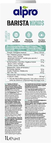 Alpro Barista Kokos – Zum Aufschäumen – 100 Prozent pflanzlich, vegan und milchfrei – Von Natur aus laktosefrei – Reich an Calcium und Vitaminen – 8 x 1 L – Bild 3