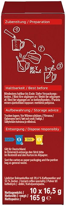 NESCAFÉ 3-in-1 Getränkepulver-Sticks, löslicher Bohnenkaffee mit Creamer & Zucker, Instant-Kaffee aus erlesenen Kaffeebohnen, koffeinhaltig, 8er Pack (8 x 10 -Sticks à 16,5g) – Bild 4