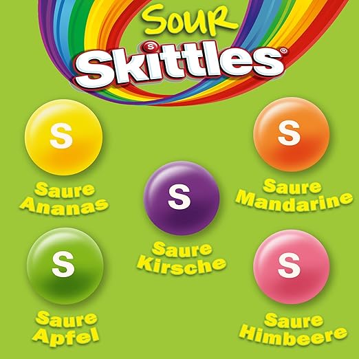 Skittles Crazy Sours, Fruchtbonbons Großpackung 14 x 38, Tüten mit Süßigkeiten, Saure Kaubonbons mit Fruchtgeschmack als Candy, Vegane Snacks (532g) – Bild 5