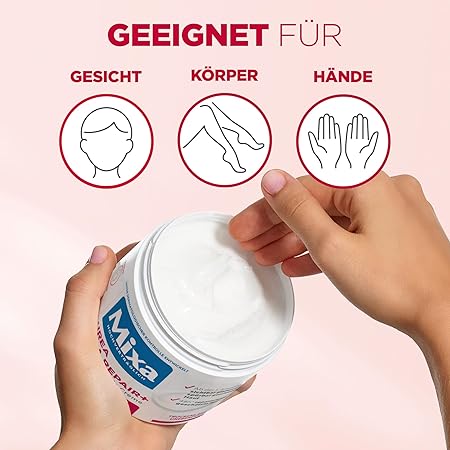 Mixa Creme für trockene und rissige Haut, Feuchtigkeitspflege für den Körper, Hände und Gesicht, Mit Urea und Niacinamide, Urea Cica Repair + Hauterneuernde Creme, 1 x 400 ml – Bild 4