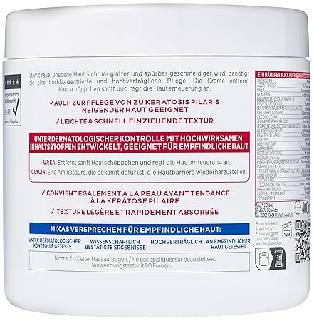 Mixa Creme für trockene und rissige Haut, Feuchtigkeitspflege für den Körper, Hände und Gesicht, Mit Urea und Niacinamide, Urea Cica Repair + Hauterneuernde Creme, 1 x 400 ml – Bild 5