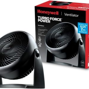 Honeywell TurboForce Turbo-Ventilator (Geräuscharme Kühlung, verstellbarer Neigungswinkel bis zu 90°, 3 Geschwindigkeitseinstellungen, Wandmontage, Tischventilator), Schwarz-- Maximal 2 pro Kunde