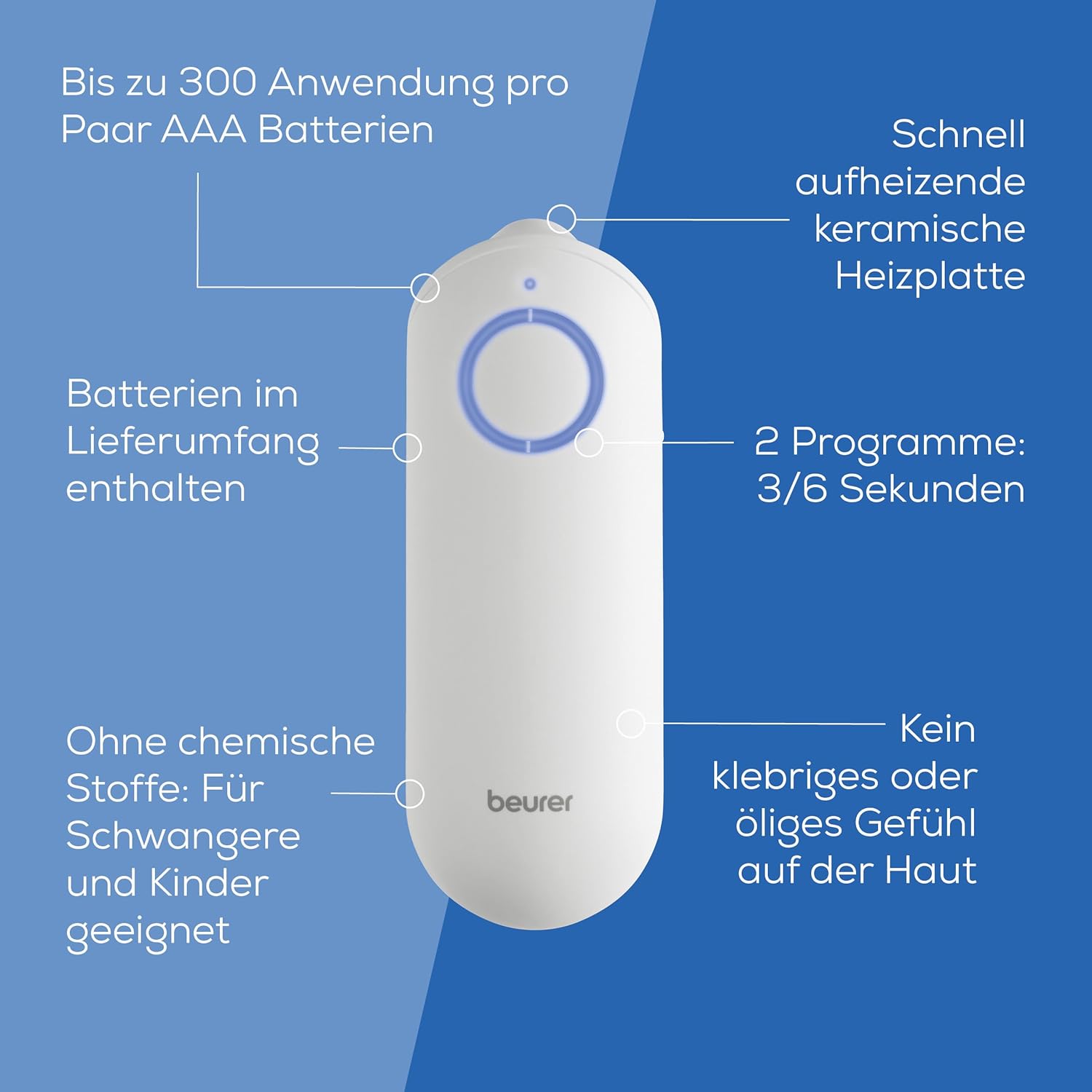 Beurer BiteX Original Insektenstichheiler BR 60, Mückenstich Hitzestift zur Behandlung von Insektenstichen- und bissen, elektrischer Stichheiler, Urlaubs-Gadget, lindert Juckreiz, 9,8 x 3,5 x 1,9 cm – Bild 2